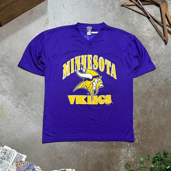 Vintage 90s Minnesota Vikings Randy Moss Jersey Purple Mens Large Boxy Tee Shirt - Picture 1 of 4